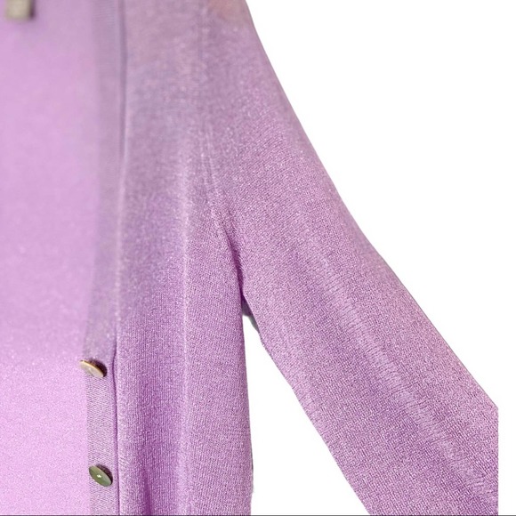 Chico’s Lilac Pastel Metallic 3/4 Sleeve Cardigan Sweater - Picture 6 of 11